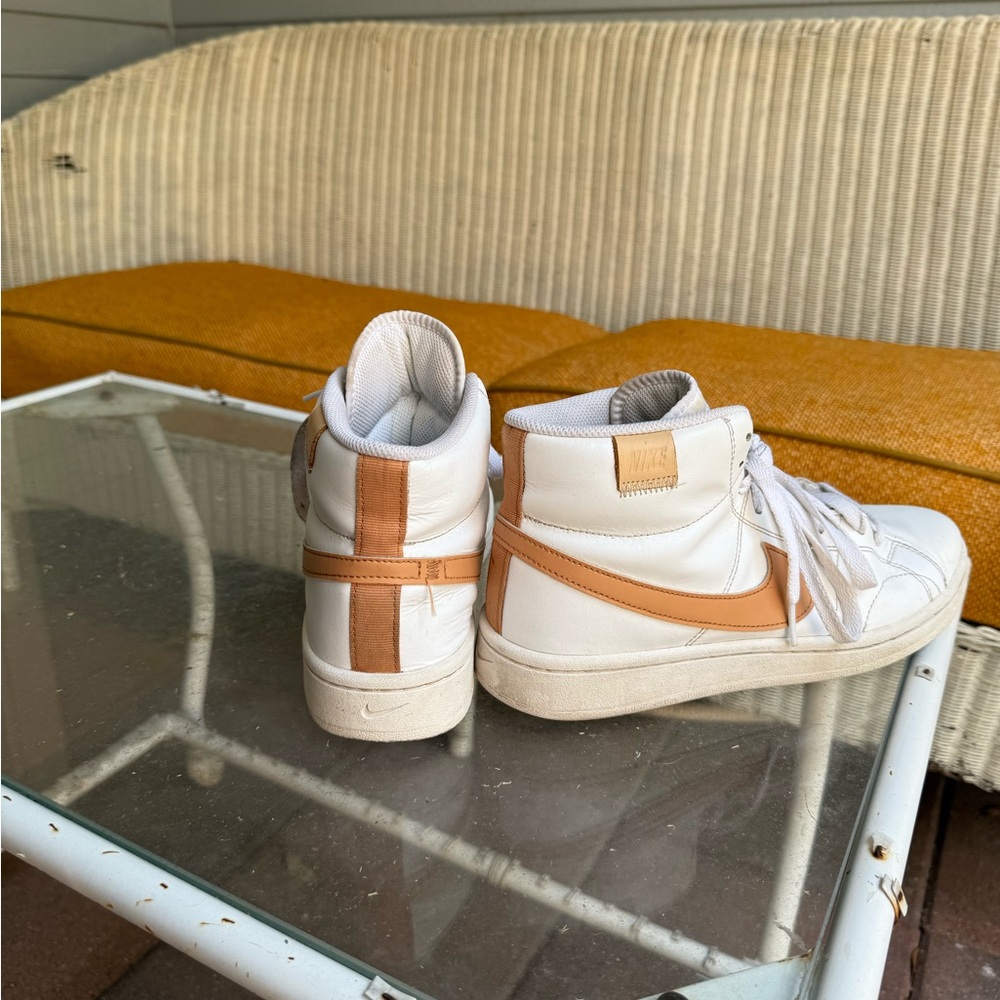 Nike White and Brown High-Top Sneakers